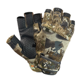 Spika Precision men's fingerless shooting gloves in Biarri Camo, pair showing back and palm grip