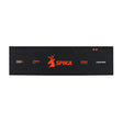 Spika bar mat in black with orange Spika stag logo and Spika product range branding