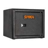 Spika S2A medium ammo safe addition in black with orange Spika logo, three-quarter view