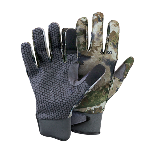 Spika Ranger men's full-finger gloves in Biarri Camo, pair showing camo back and grip palm