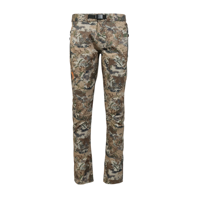 Spika Nomad men's hunting pants in Biarri Camo, front view with integrated buckle belt