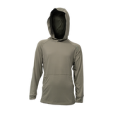 Spika Bandit youth hoodie in Moss Green with hood and front kangaroo pocket, front view