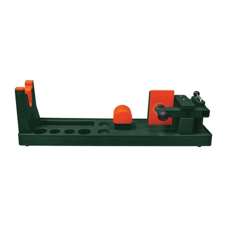 Spika gun vice in green with orange rests for cleaning and maintaining firearms