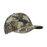 Spika Ranger adult Flexfit cap in Biarri Camo, three-quarter view with white deer head logo