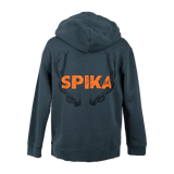 Spika Red Stag men's hoodie in Washed Pine, back view with orange Spika logo and antler print