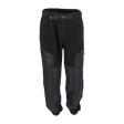 Spika Paperbark men's hybrid fleece pants in Black, front view with webbing belt and buckle