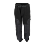 Spika Paperbark men's hybrid fleece pants in Black, front view with webbing belt and buckle