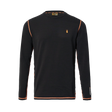 Spika ThermaFlow men's thermal base layer top in Black, front view with orange seams and stag logo
