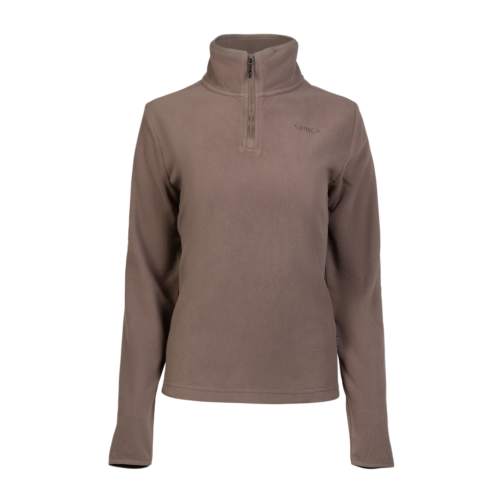 Spika Highland women's quarter-zip fleece jumper in Latte Brown, front view