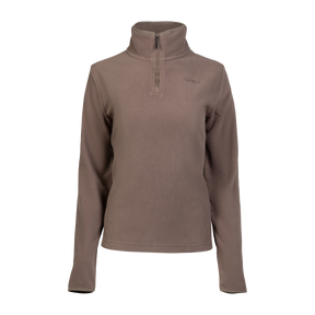 Spika Highland women's quarter-zip fleece jumper in Latte Brown, front view