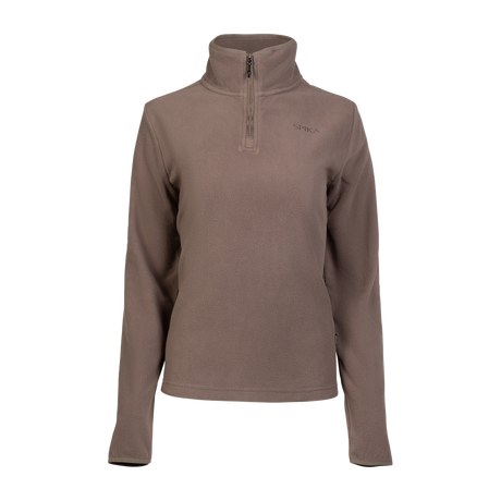 Spika Highland women's quarter-zip fleece jumper in Latte Brown, front view