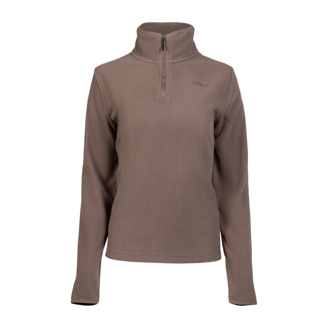 Spika Highland women's quarter-zip fleece jumper in Latte Brown, front view