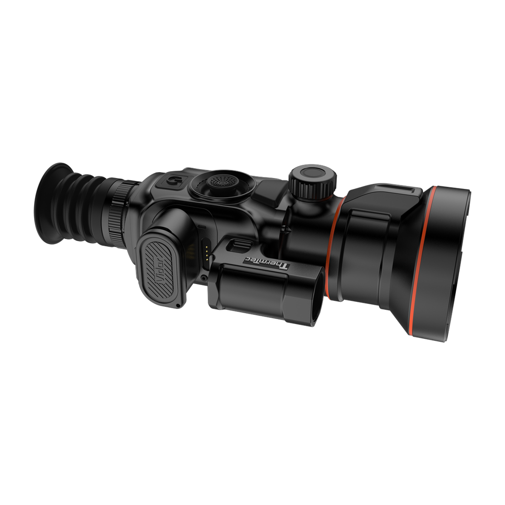 ThermTec Vidar-LRF 660L 2.0 thermal compact scope, rear three-quarter view with laser rangefinder module