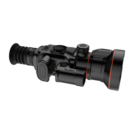 ThermTec Vidar-LRF 660L 2.0 thermal compact scope, rear three-quarter view with laser rangefinder module