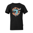 Spika GO Rogue kids' T-shirt in black, front view with bellowing stag cartoon SPIKA graphic