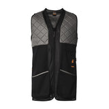 Spika adult shooting vest in Charcoal, front view with quilted shoulder pads and mesh body