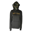 Spika GO Advance women's hoodie in black, front view with camo SPIKA logo and camo-lined hood