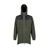 Spika Highpoint men's zip-through hooded jacket in Olive, front view with black shoulder yoke