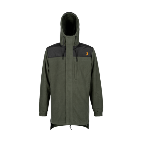 Spika Highpoint men's zip-through hooded jacket in Olive, front view with black shoulder yoke