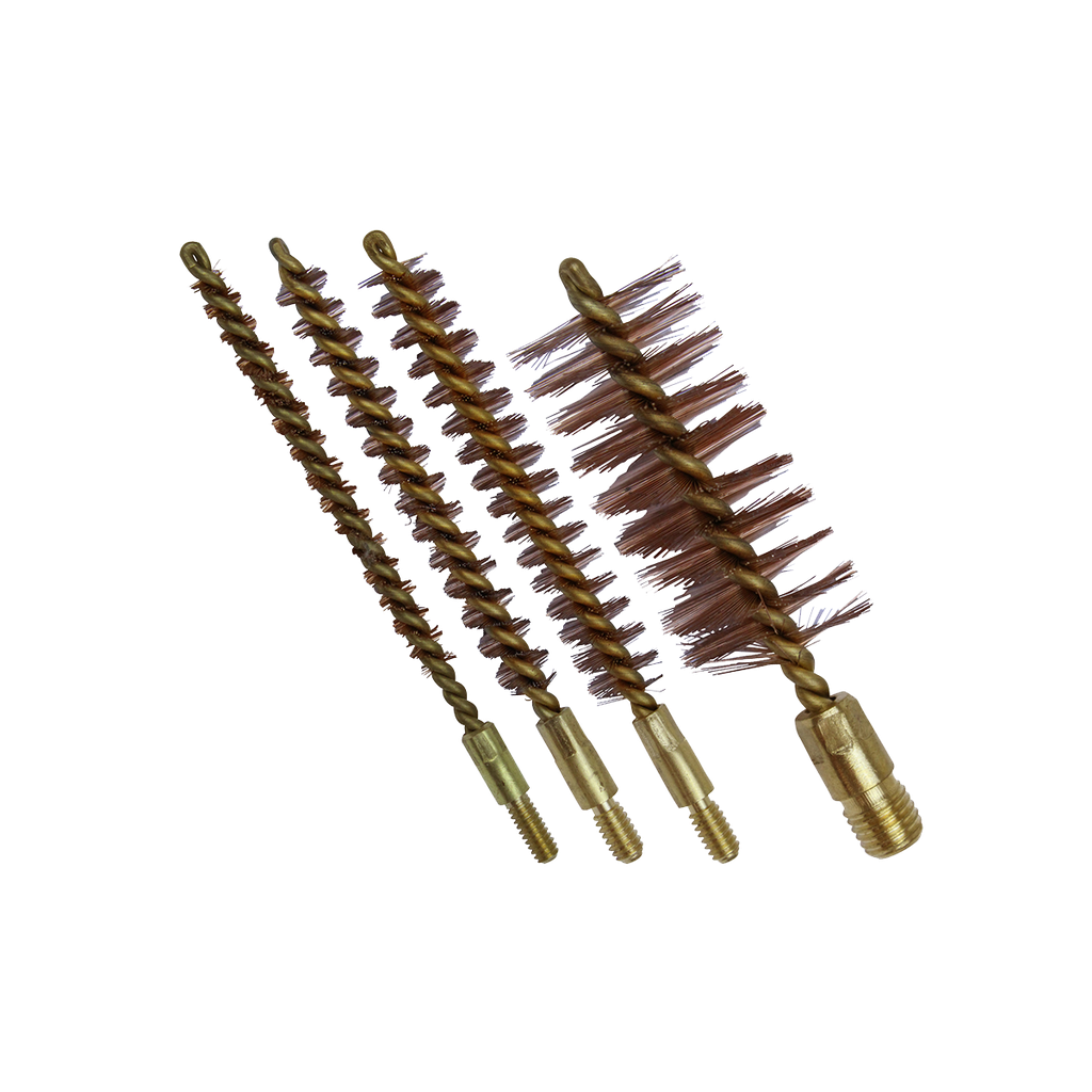 Spika bristle brushes, set of four bronze bore cleaning brushes in different calibre sizes