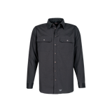Spika GO Work men's long sleeve shirt in Ink, front view with twin button-flap chest pockets