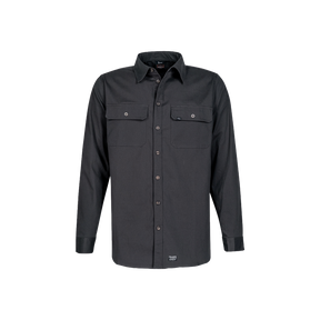 Spika GO Work men's long sleeve shirt in Ink, front view with twin button-flap chest pockets