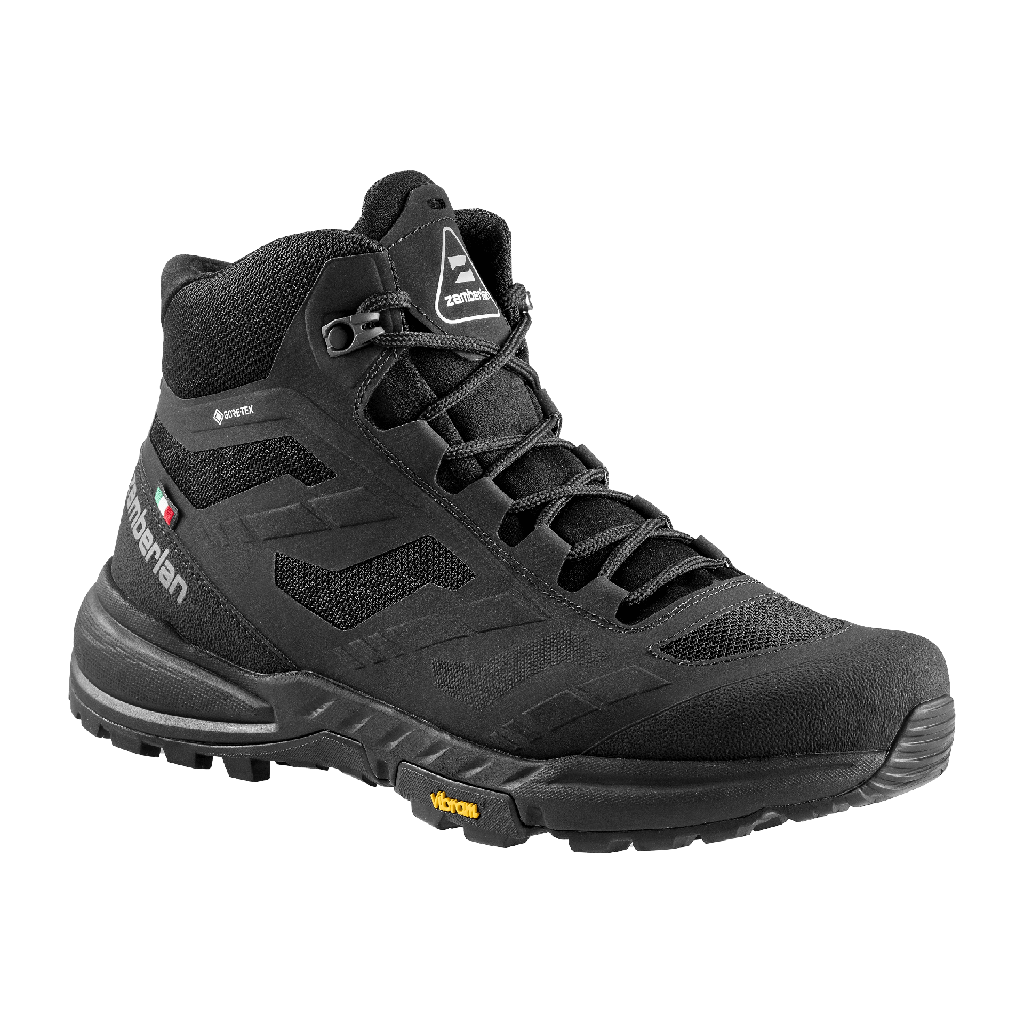 Zamberlan 219 Anabasis Evo GTX men's hiking boot in black, three-quarter front view