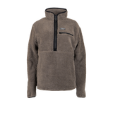 Spika Sherpa women's half-zip fleece pullover in Grey, front view with zip chest pocket