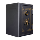 Spika SCB1 large premium home safe, Category H/D, with keypad and brass handle, three-quarter view