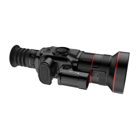 ThermTec Vidar-LRF 660L 2.0 thermal compact scope, three-quarter view with objective focus barrel extended