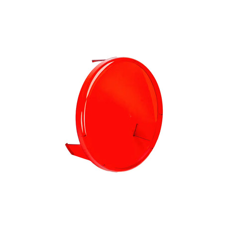 Spika red lens filter, angled side view showing the mounting clips on the round red cover