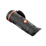 ThermTec Wild 650L Pro thermal monocular, rear three-quarter view of extended eyecup and ThermTec logo