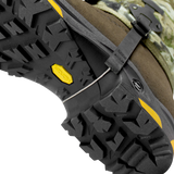 Spika Ranger adult gaiter, close-up of the stirrup wire running under a boot's Vibram sole