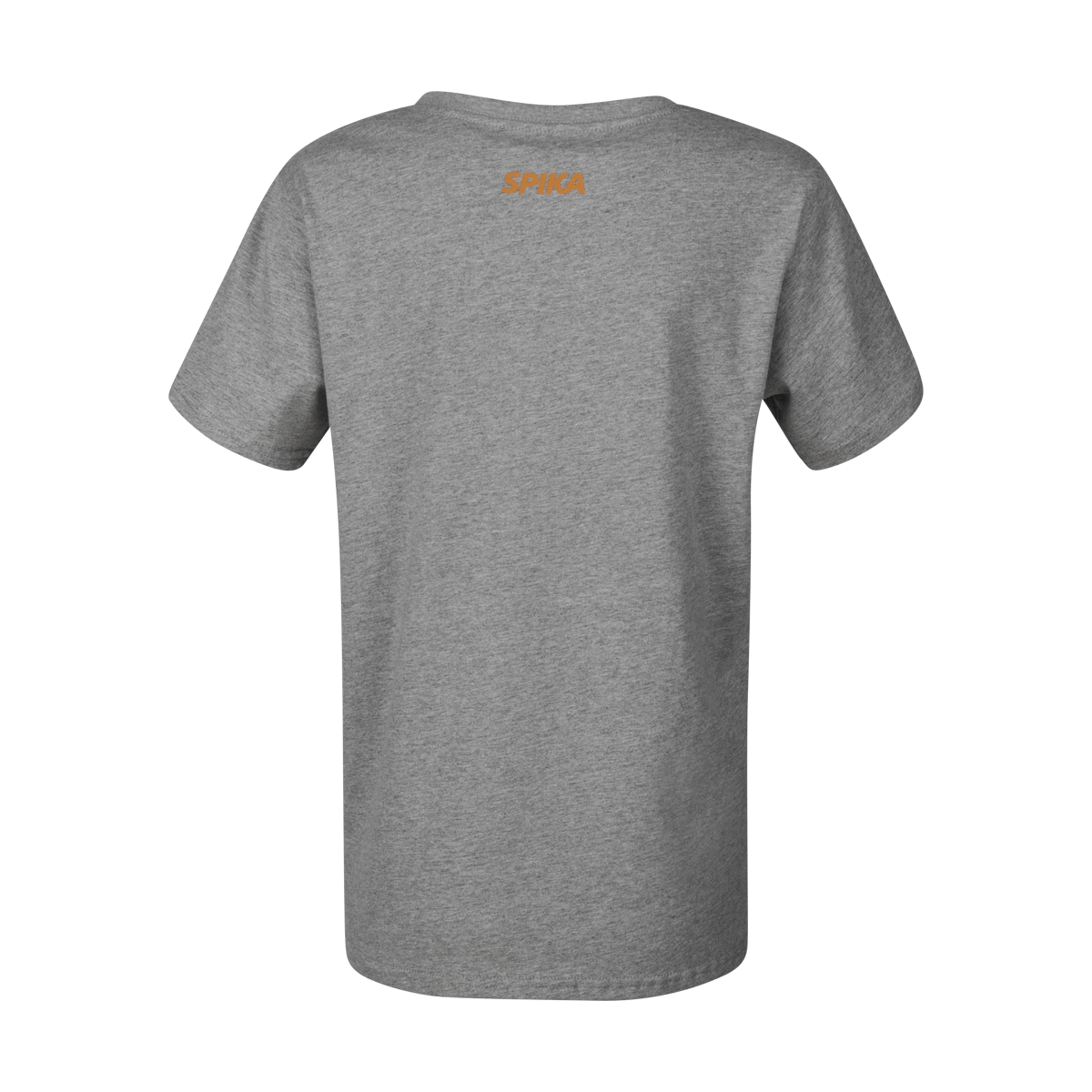Spika GO Mountain women's T-shirt in grey, back view with small orange SPIKA logo at the neck