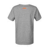 Spika GO Mountain women's T-shirt in grey, back view with small orange SPIKA logo at the neck