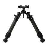 Spika Velocity Carbon Bipod 7-10in, front view with carbon fibre legs and picatinny clamp