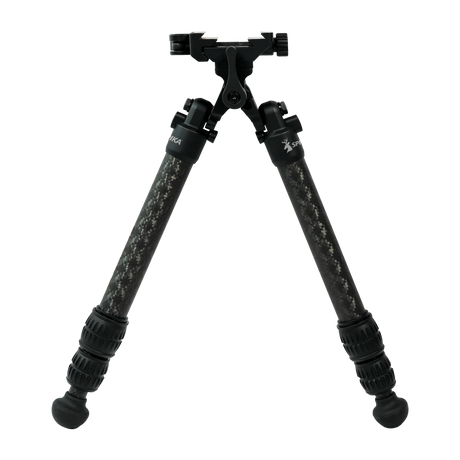 Spika Velocity Carbon Bipod 5-18in, front view with 3-section carbon fibre legs