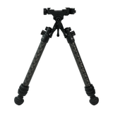 Spika Velocity Carbon Bipod 3-12in, front view with carbon fibre legs and picatinny/ARCA mount