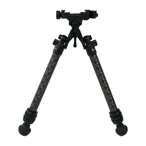 Spika Velocity Carbon Bipod 3-12in, front view with carbon fibre legs and picatinny/ARCA mount