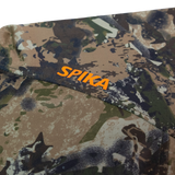 Spika Bandit youth hoodie close-up of the orange Spika logo on the Biarri Camo shoulder