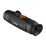 ThermTec Wild 635 thermal monocular, rear three-quarter view of eyecup and ThermTec logo side