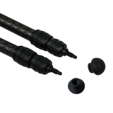 Velocity Carbon Bipod 5-18in leg ends with rubber feet removed to show the spike feet