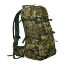 Spika Drover II Pro Pack 35L in Biarri Camo, three-quarter front view with compression straps and zip pockets