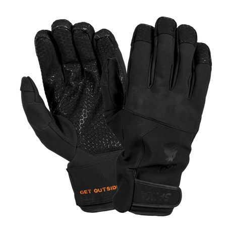 Spika Arctic men's gloves in black, pair showing hexagon grip palm and back of hand