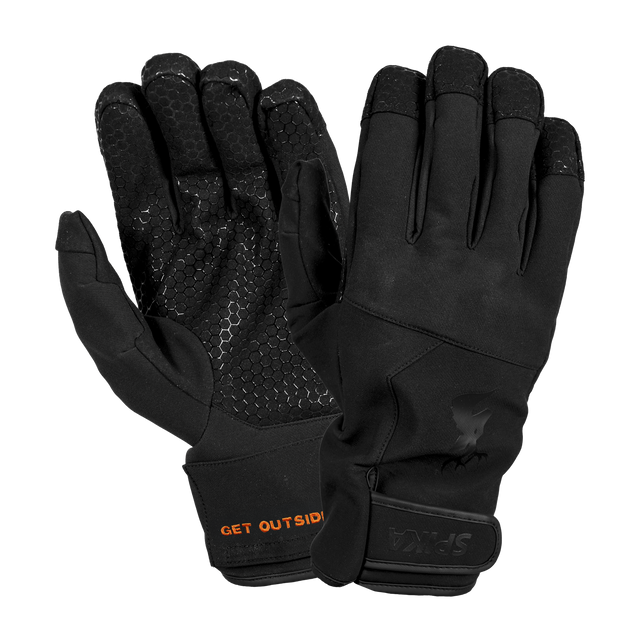 Spika Arctic men's gloves in black, pair showing hexagon grip palm and back of hand