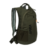Spika Drover II Hydro Pack 15L in Olive Summit, three-quarter front view with zip pocket and Spika logo