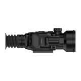 ThermTec Vidar-LRF 650L 2.0 thermal compact scope, side profile of battery pack, eyepiece and objective