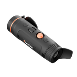 ThermTec Wild 635L Pro thermal monocular, rear three-quarter view of extended eyecup and ThermTec logo