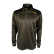 Spika Recoil men's performance quarter-zip top in Olive Summit with black shoulder panels, front view