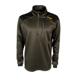 Spika Recoil men's performance quarter-zip top in Olive Summit with black shoulder panels, front view